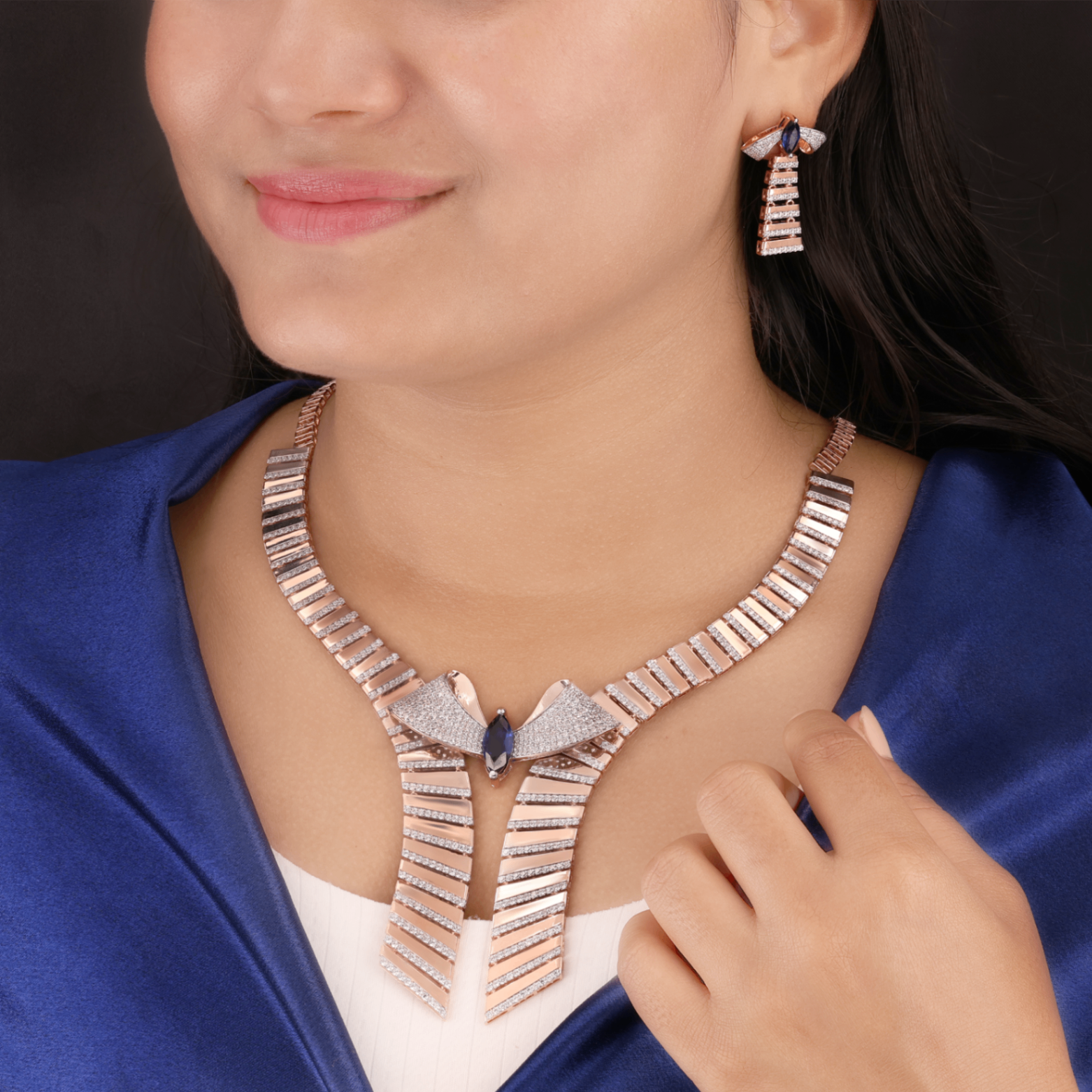 Sapphire and diamond statement necklace — Akshar Selection